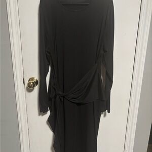 SHEIN Black Long Sleeve Dress with Side Tie